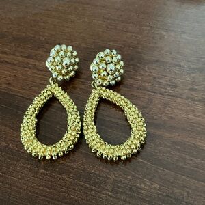 Chic Gold Beaded Teardrop Earrings